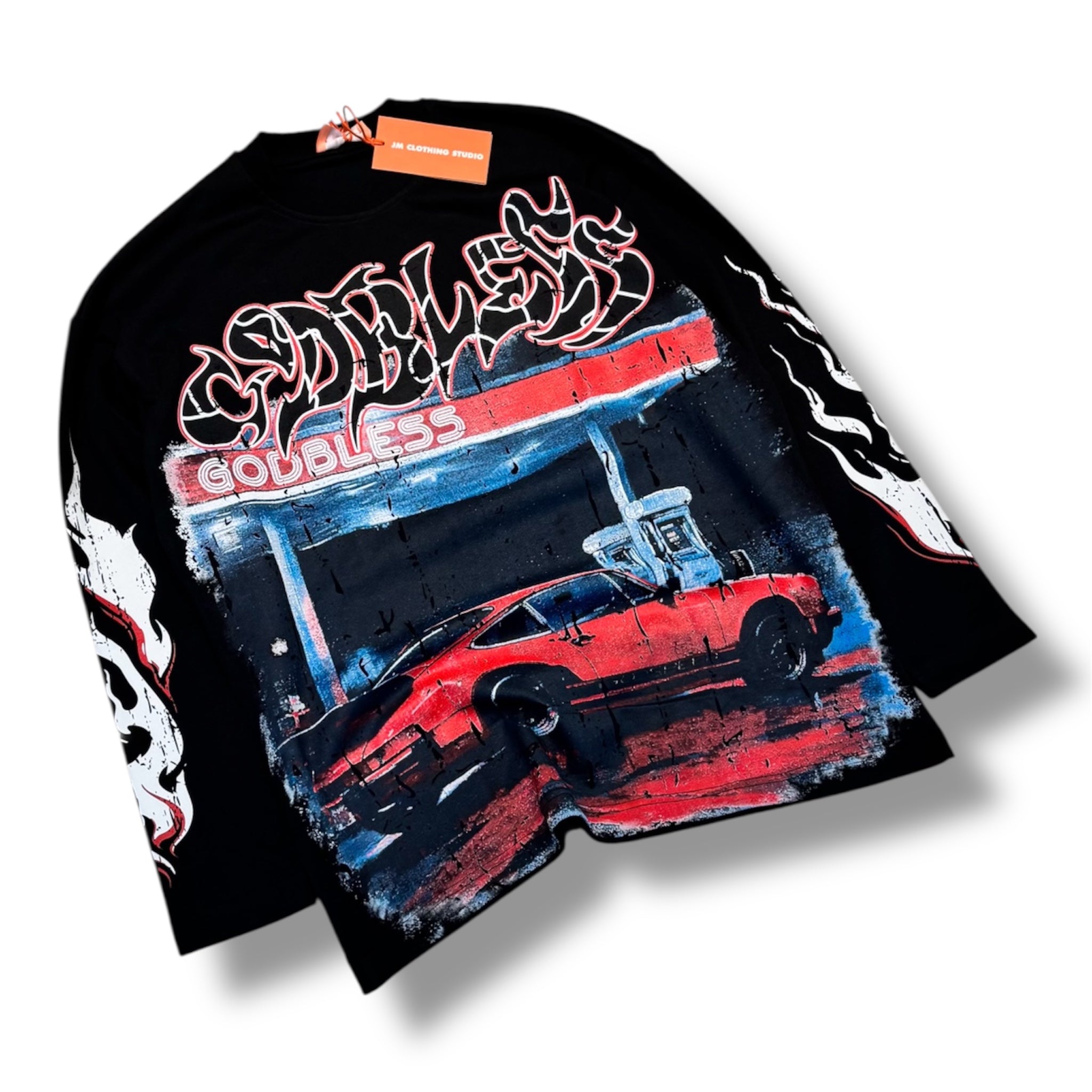 T-SHIRT JM LONGSLEEVE GODBLESS NERO