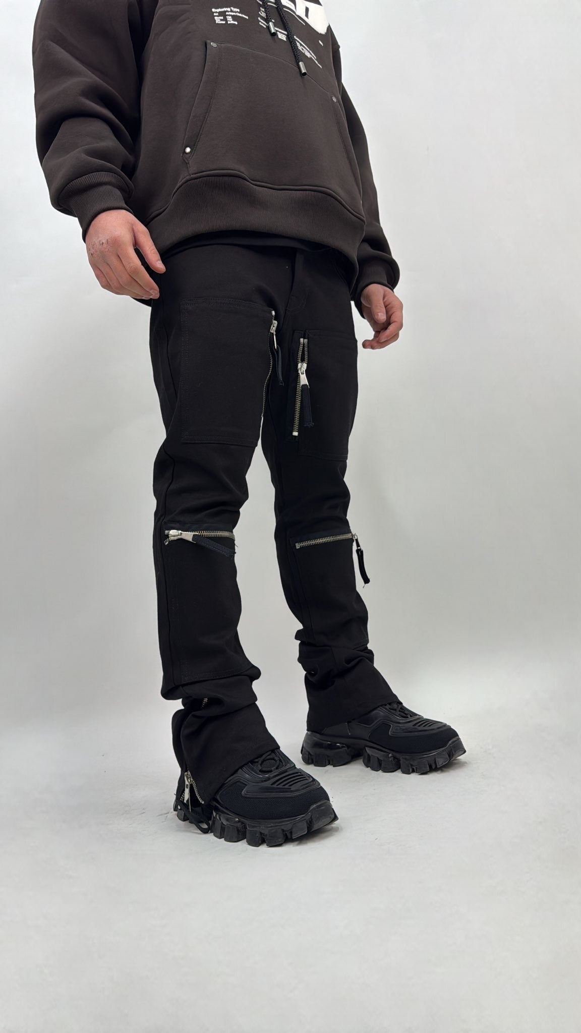 JEANS BAGGY SIX ZIP NERO