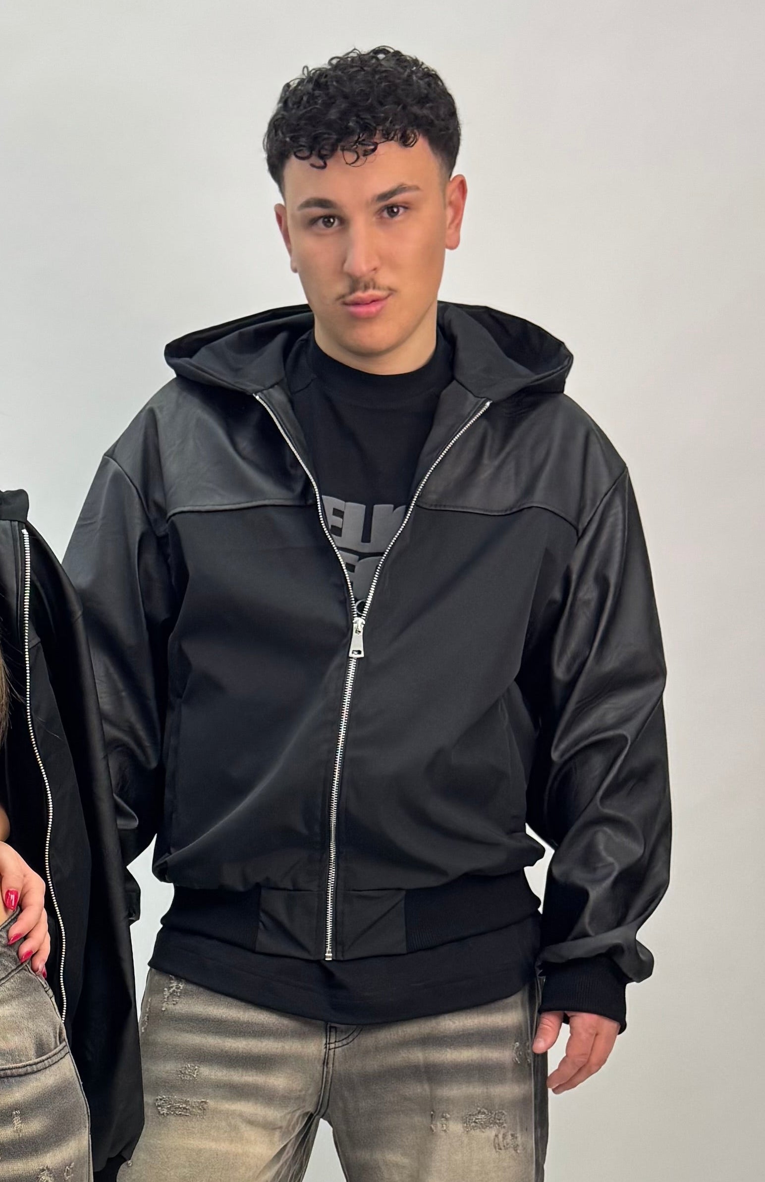 JACKET LEGGERO PELLE/NYLON