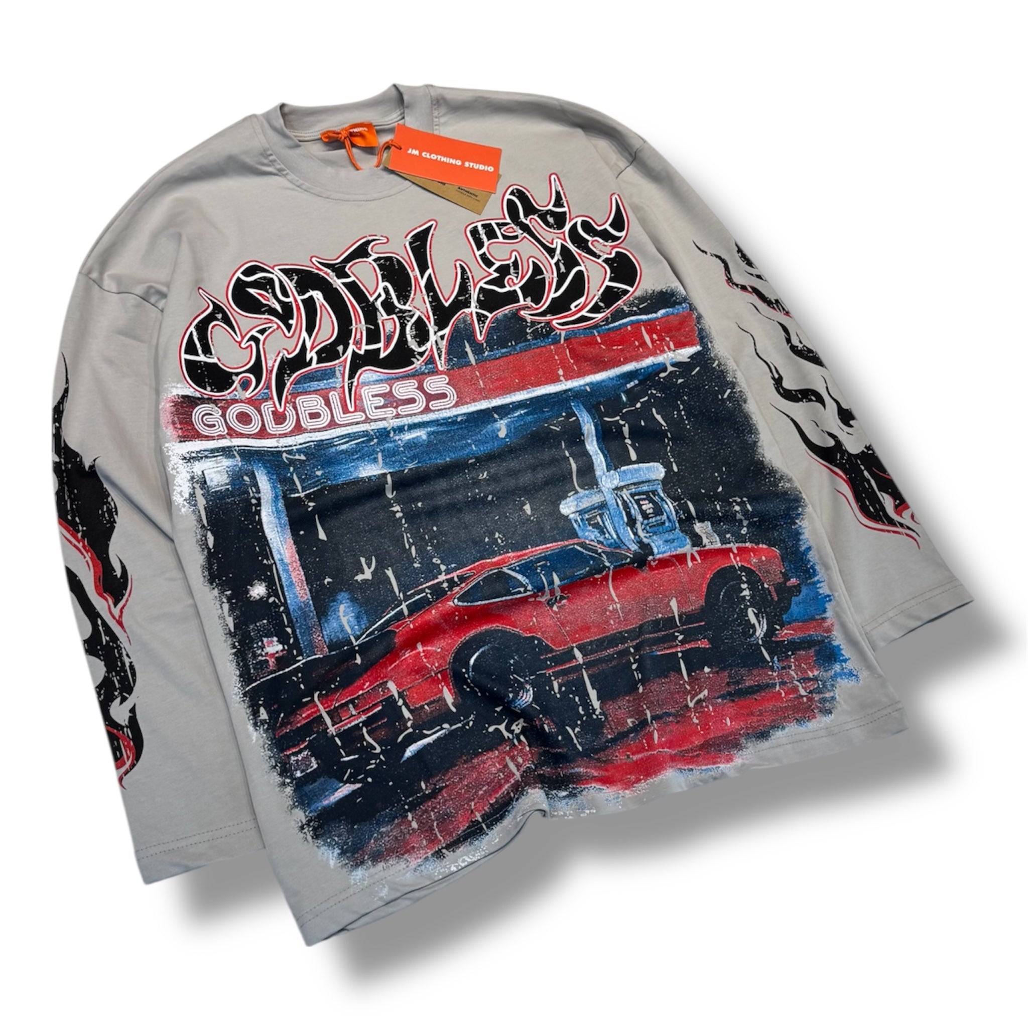 T-SHIRT JM LONGSLEEVE GODBLESS GRIGIO