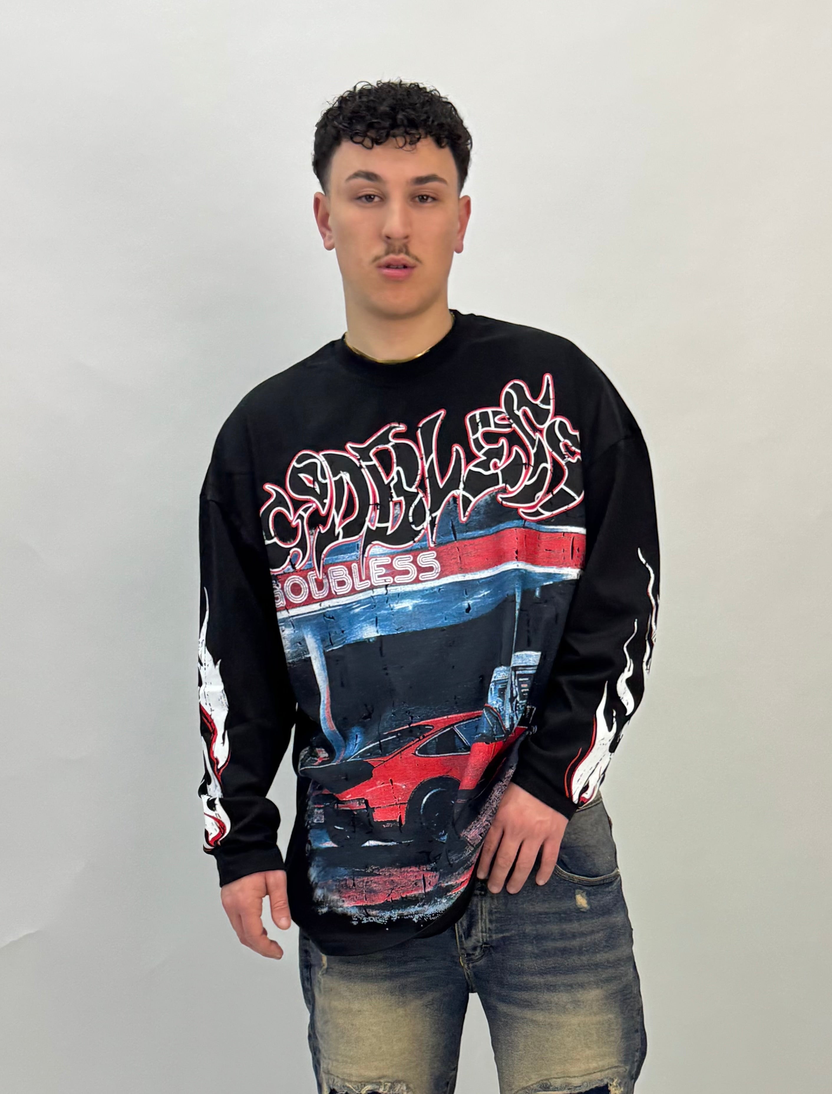 T-SHIRT JM LONGSLEEVE GODBLESS NERO