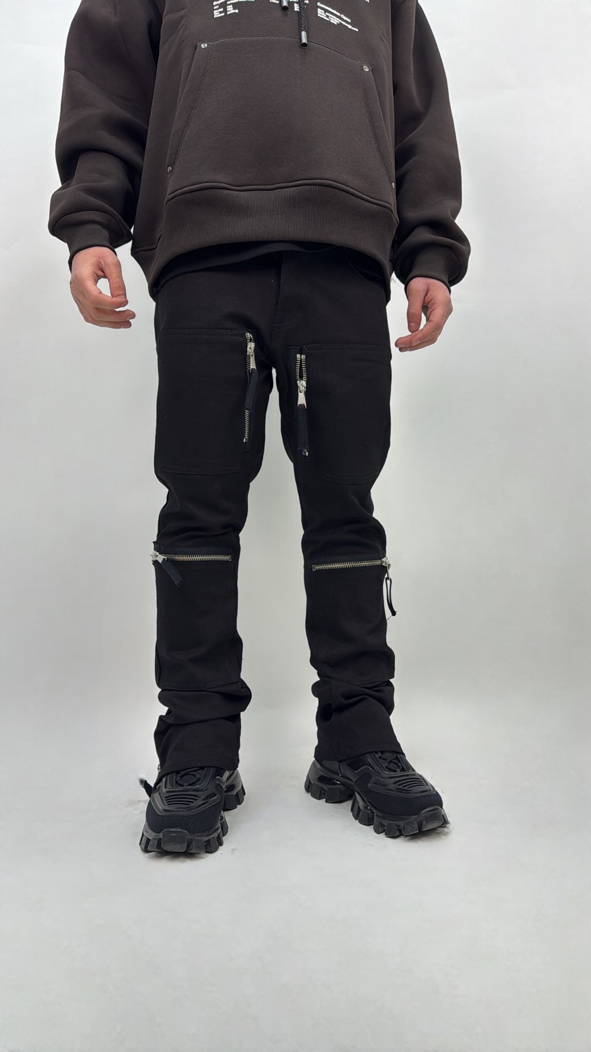 JEANS BAGGY SIX ZIP NERO