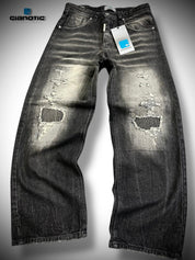 JEANS REPATCH BLACK CIANOTIC