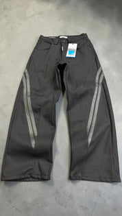 JEANS BAGGY STRIPES INSERTI IN PELLE CIANOTIC