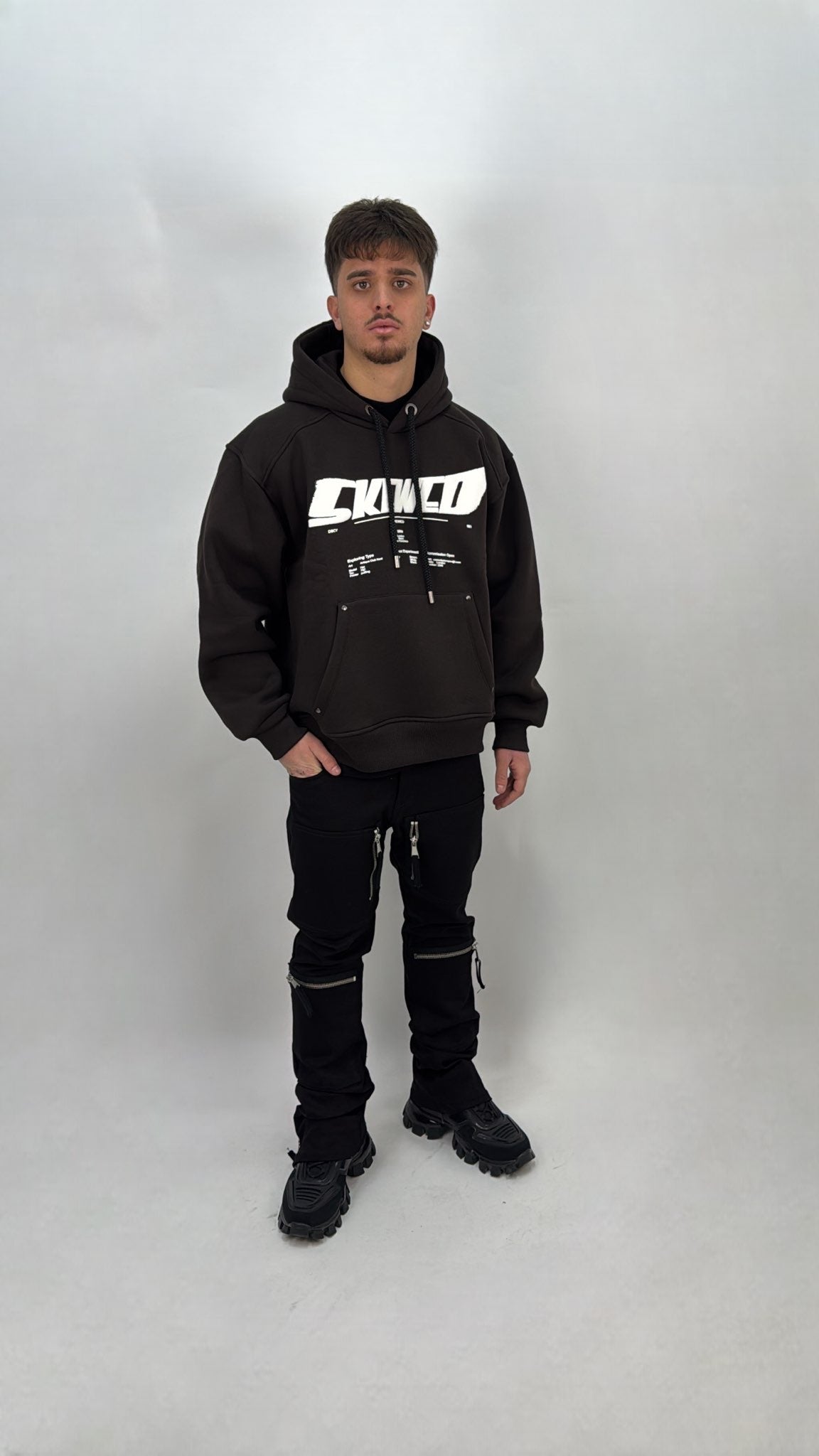 JEANS BAGGY SIX ZIP NERO