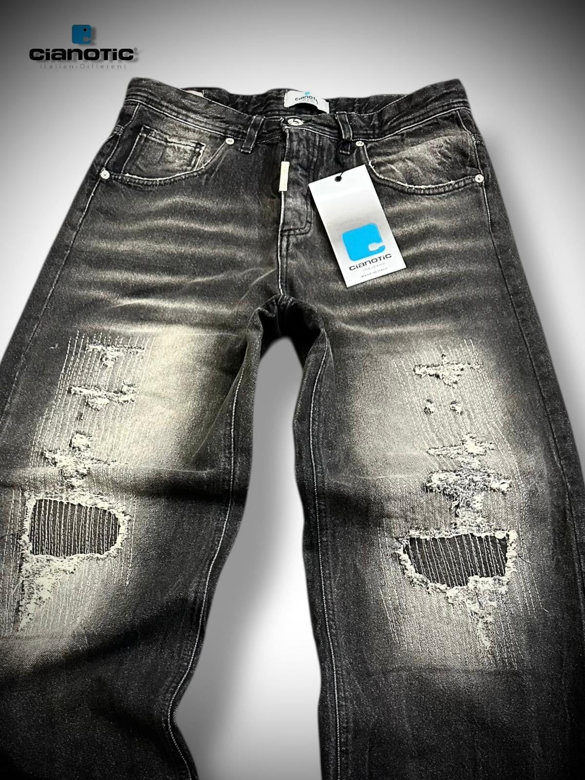 JEANS REPATCH BLACK CIANOTIC