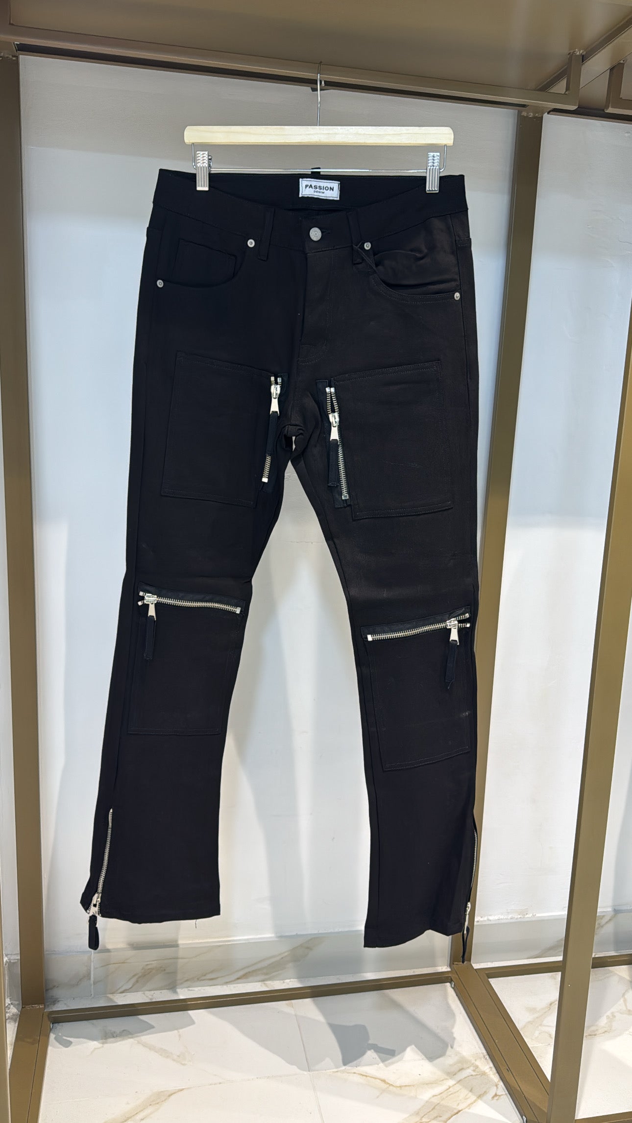 JEANS BAGGY SIX ZIP NERO